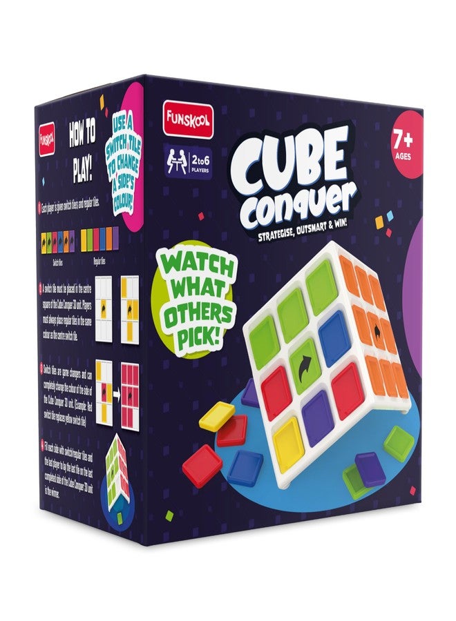 Funskool Cube Conquer, Strategic & Mind Challenging Cube Game for Kids and Adults, Learning & Development Toy for 2-6 Players, Ages 7+, Easy to Learn, Multicolour, Game Nights, Gift Set for Kids - Image 1